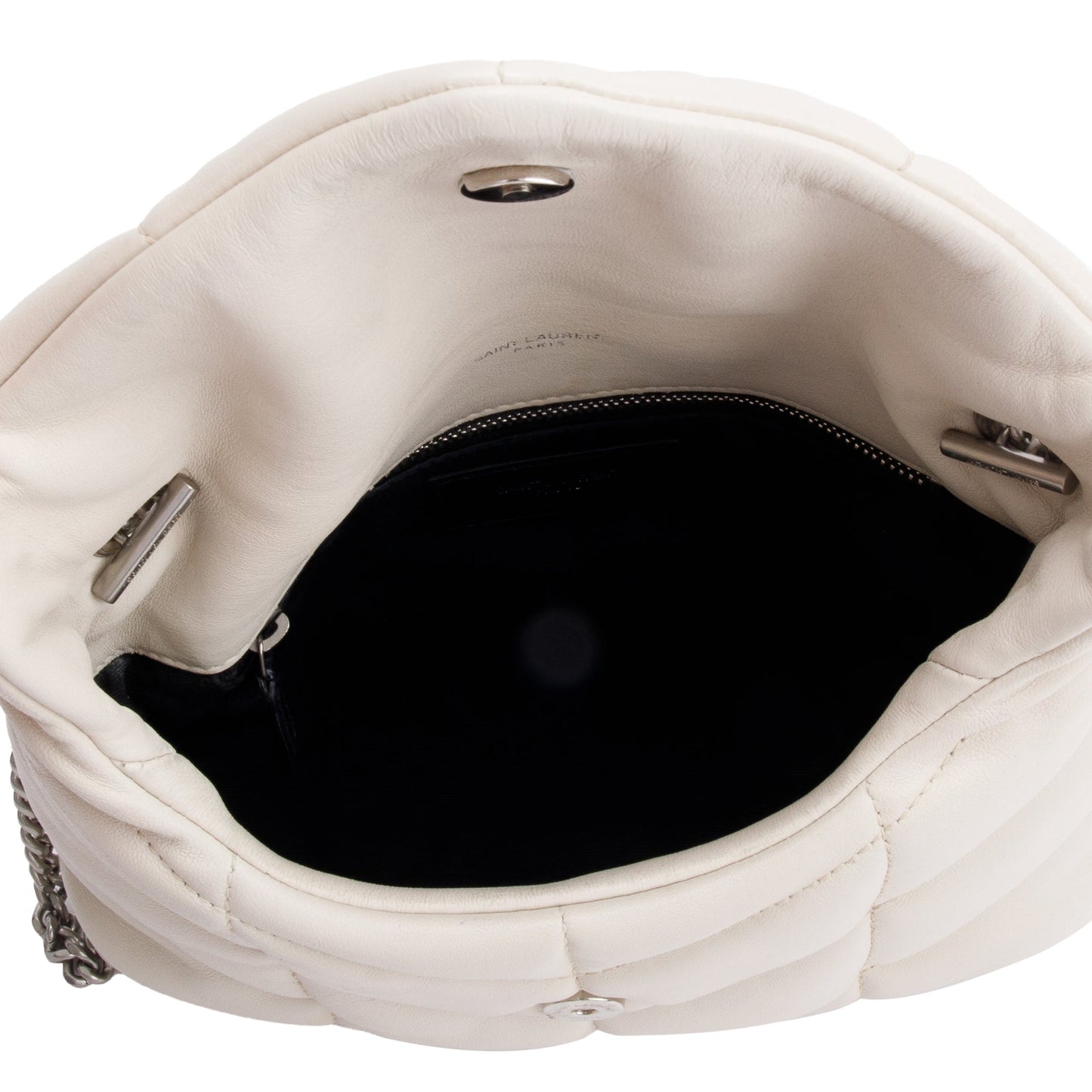 Saint Laurent 2020 White Nappa Leather Toy Puffer Loulou Shoulder Bag