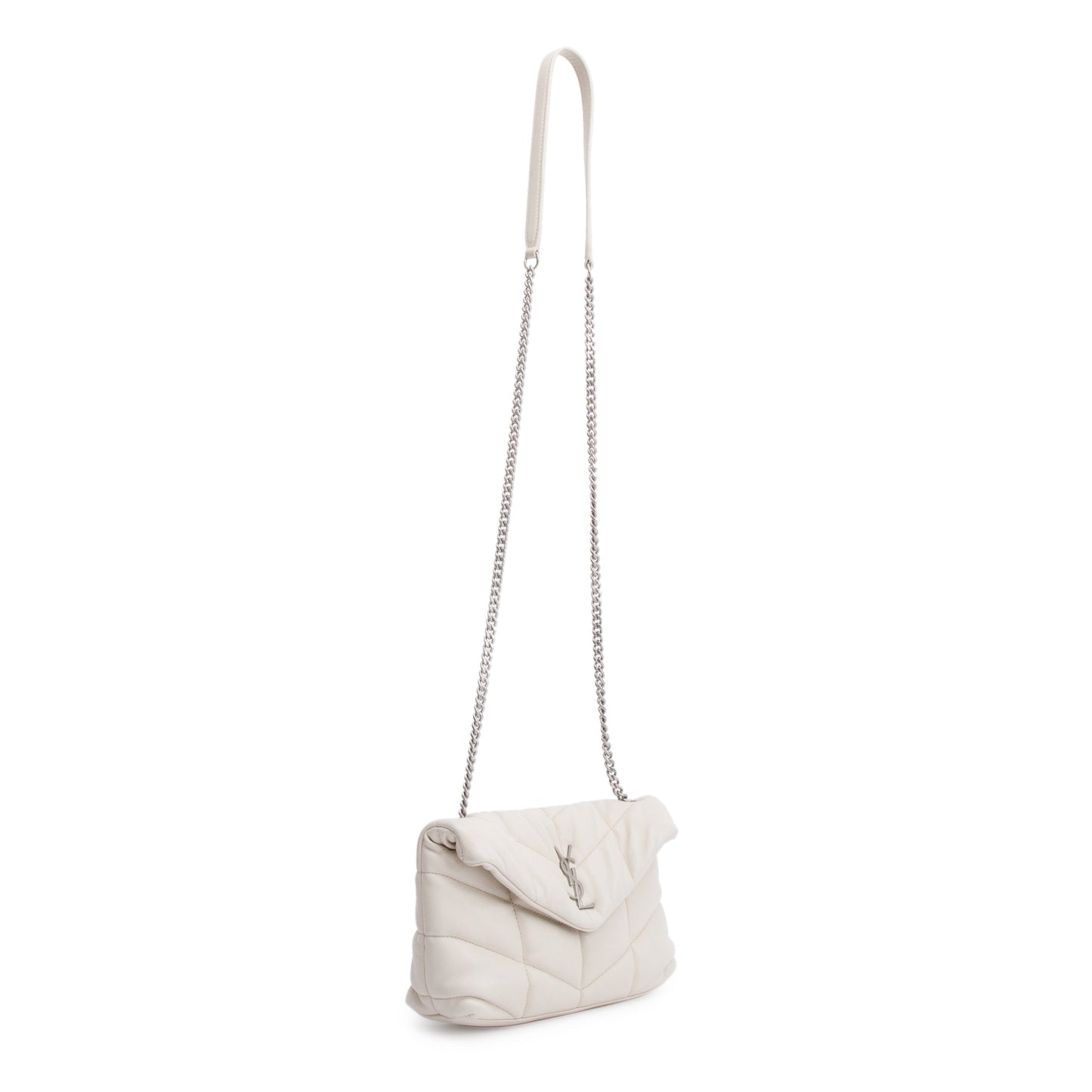 Saint Laurent 2020 White Nappa Leather Toy Puffer Loulou Shoulder Bag