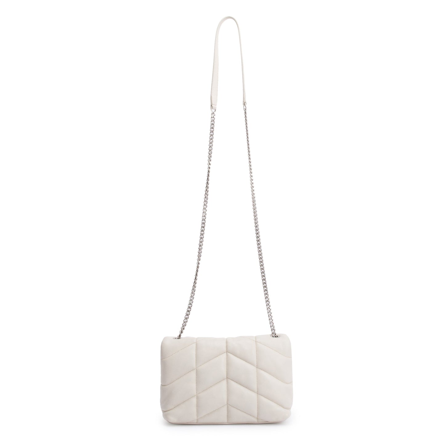 Saint Laurent 2020 White Nappa Leather Toy Puffer Loulou Shoulder Bag