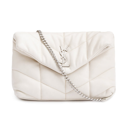 Saint Laurent 2020 White Nappa Leather Toy Puffer Loulou Shoulder Bag