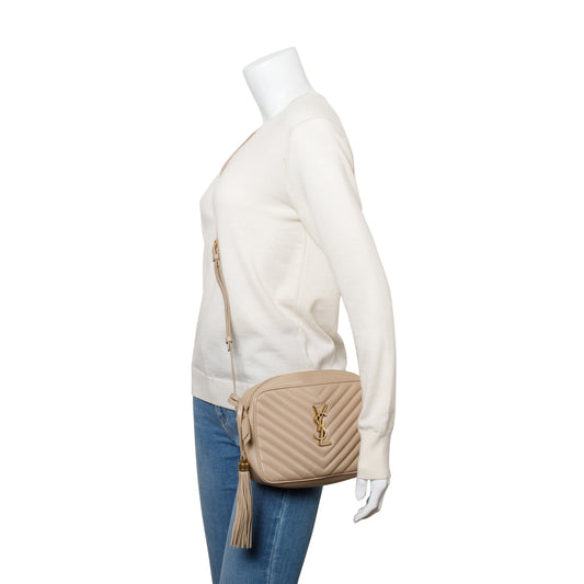 Saint Laurent 2021 Beige Quilted Leather Lou Camera Bag