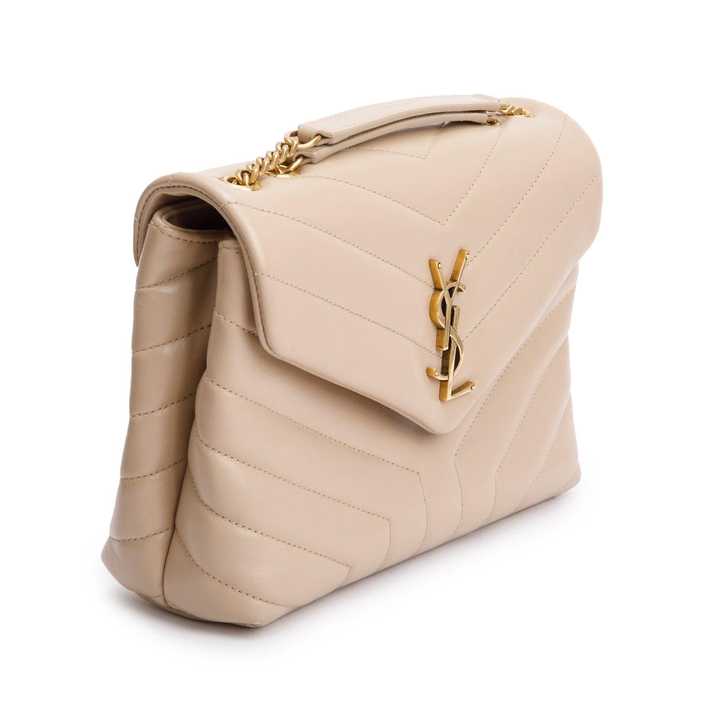 Saint Laurent 2021 Beige Quilted Leather Small Loulou Shoulder Bag