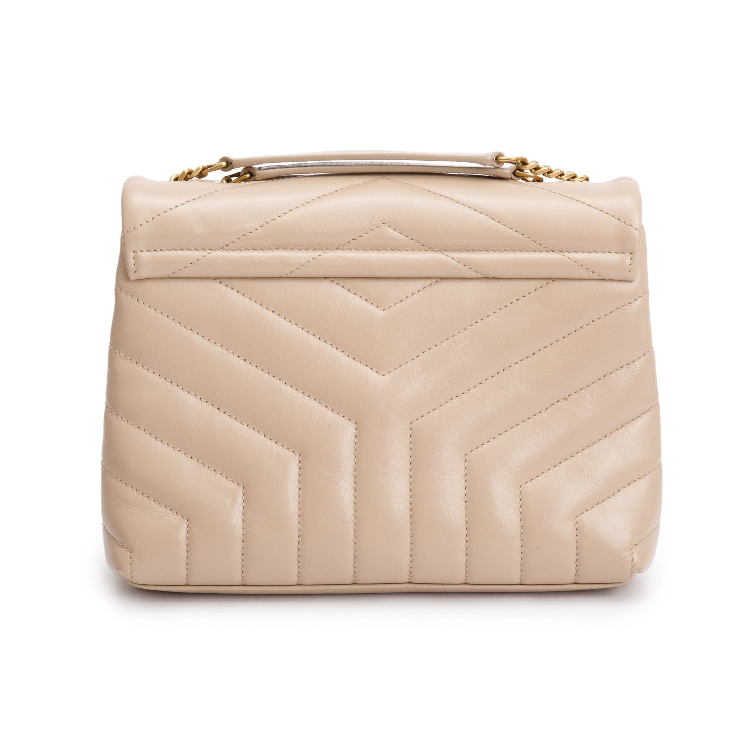 Saint Laurent 2021 Beige Quilted Leather Small Loulou Shoulder Bag