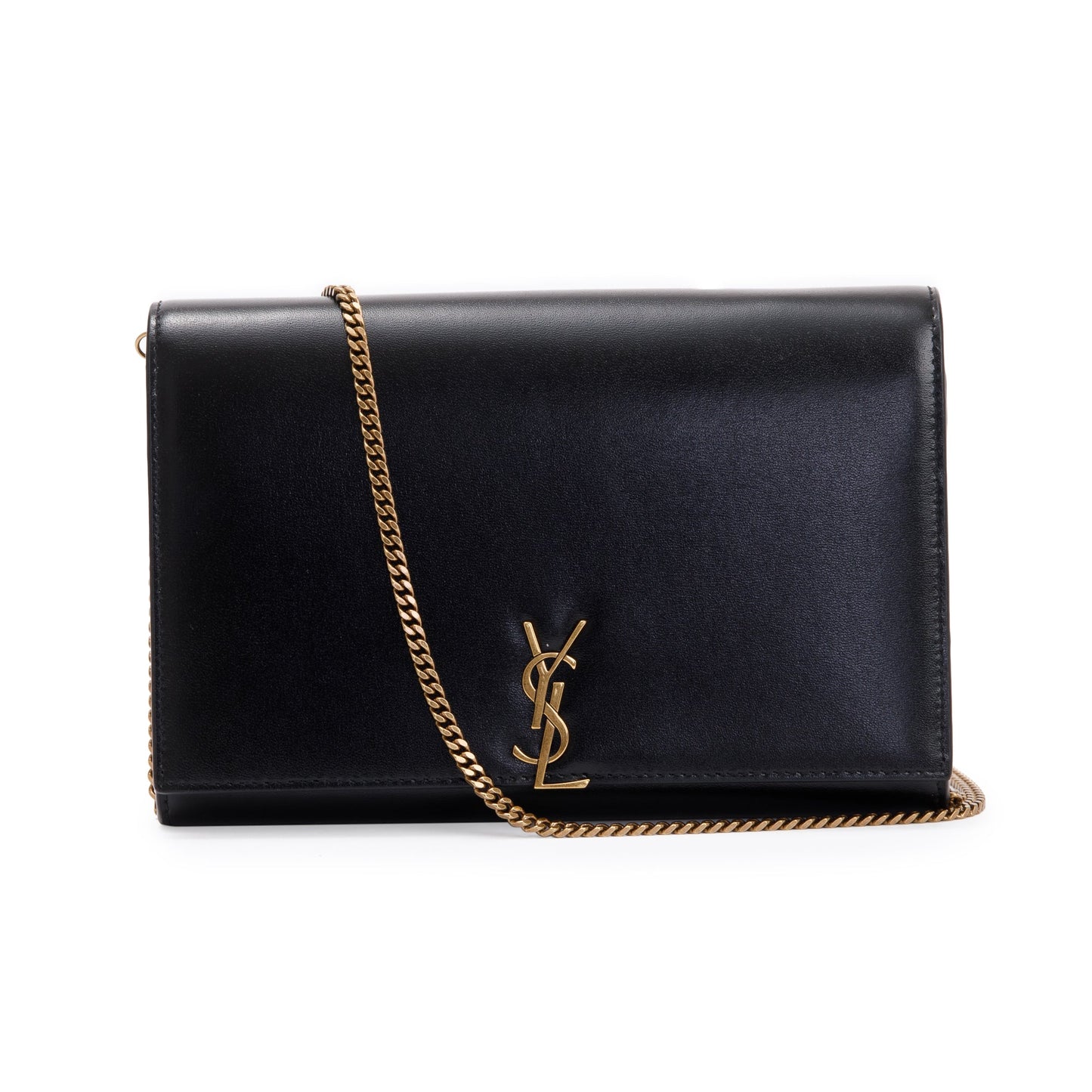 Saint Laurent 2021 Black Calfksin Leather Monogram Chain Wallet