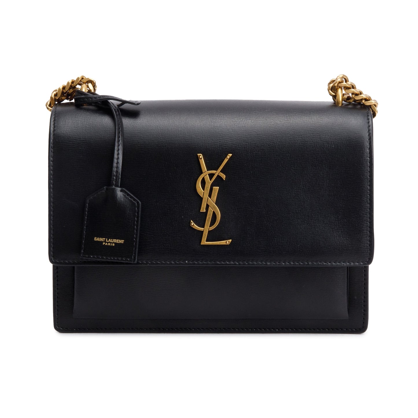 Saint Laurent 2021 Black Calfskin Leather Medium Sunset Shoulder Bag