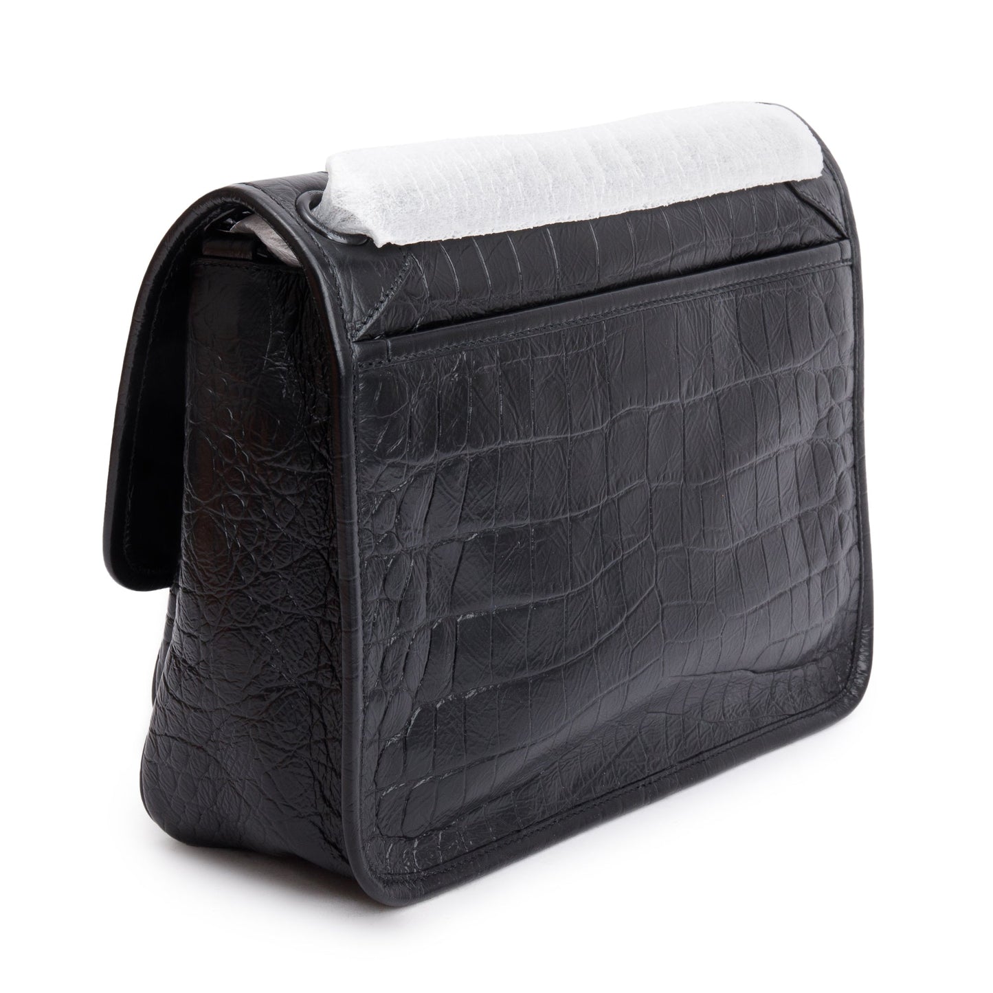 Saint Laurent 2021 Black Crocodile Embossed Calfskin Leather Medium Niki Shoulder Bag