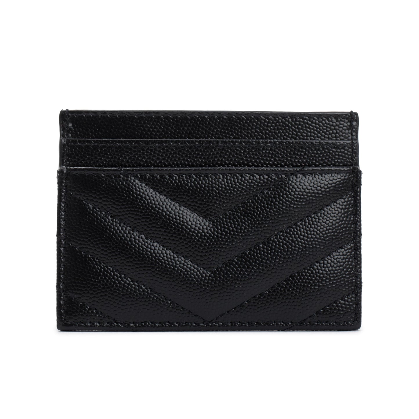 Saint Laurent 2021 Black Grain De Poudre Leather Cassandre Matelasse Card Case