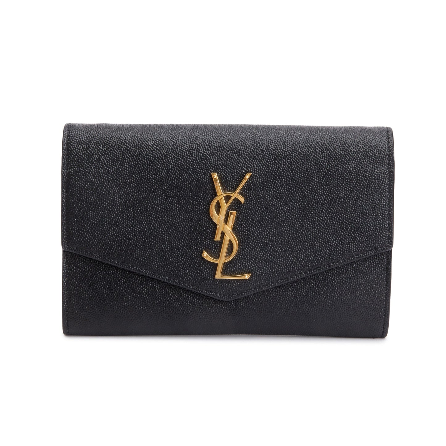 Saint Laurent 2021 Black Grain De Poudre Leather Uptown Chain Wallet