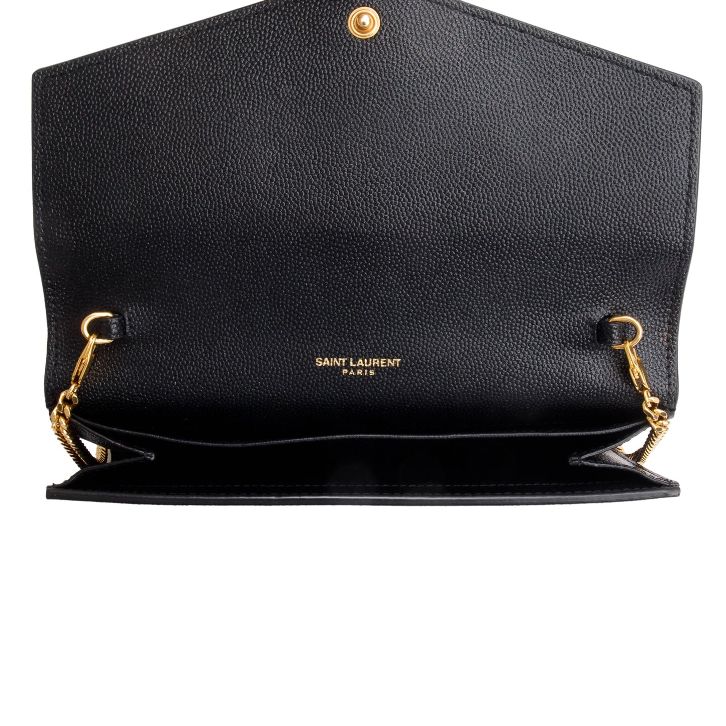 Saint Laurent 2021 Black Grain De Poudre Leather Uptown Chain Wallet