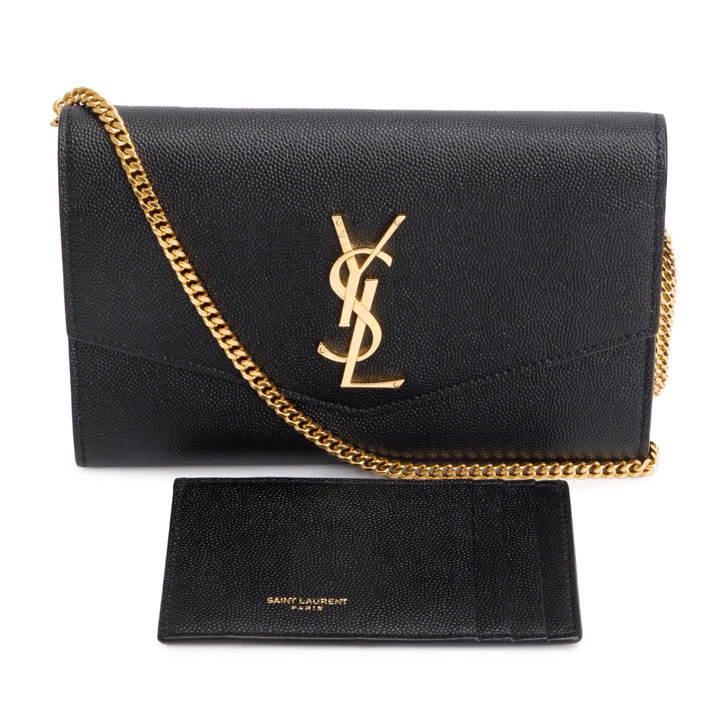 Saint Laurent 2021 Black Grain De Poudre Leather Uptown Chain Wallet