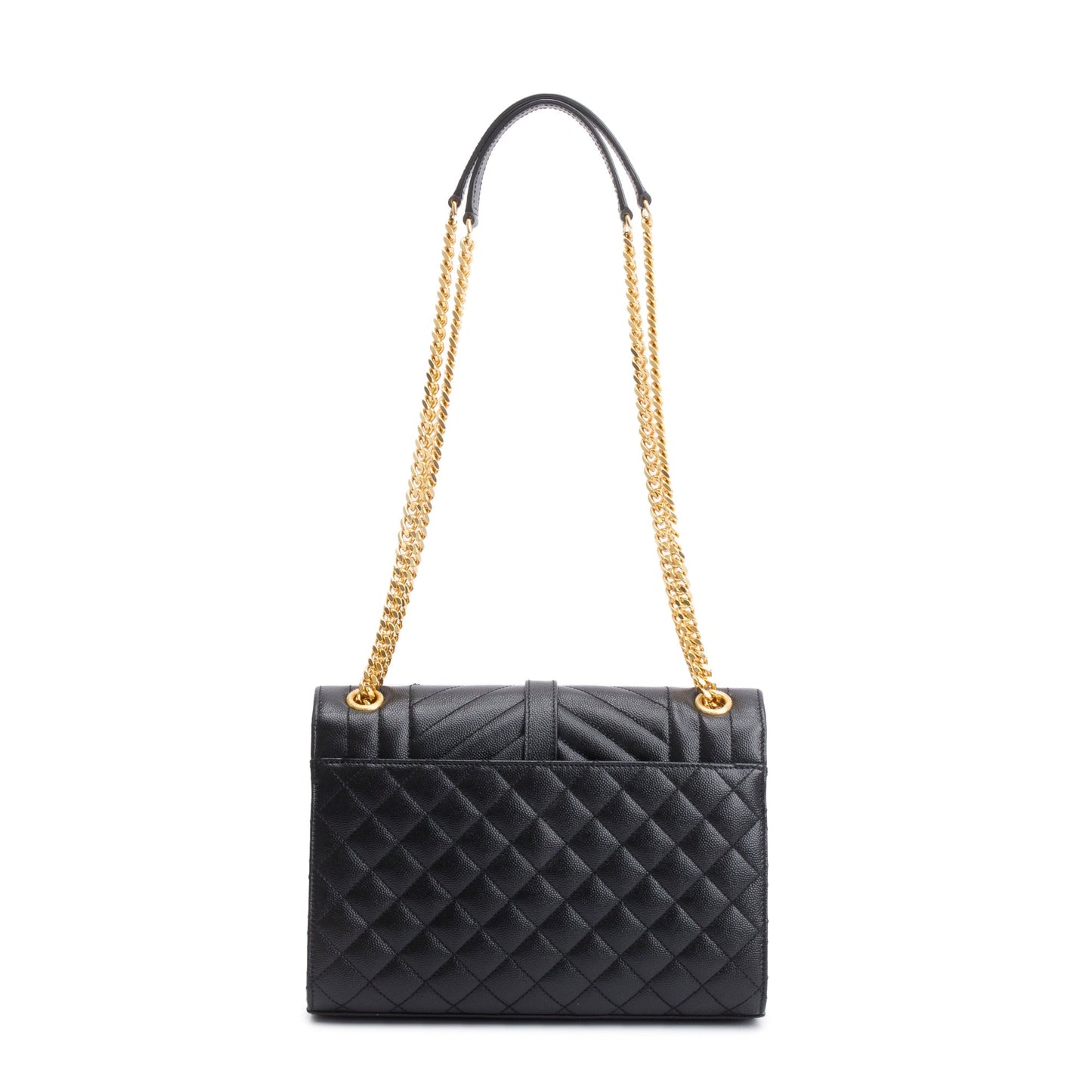 Saint Laurent 2021 Black Grained De Poudre Medium Envelope Shoulder Bag