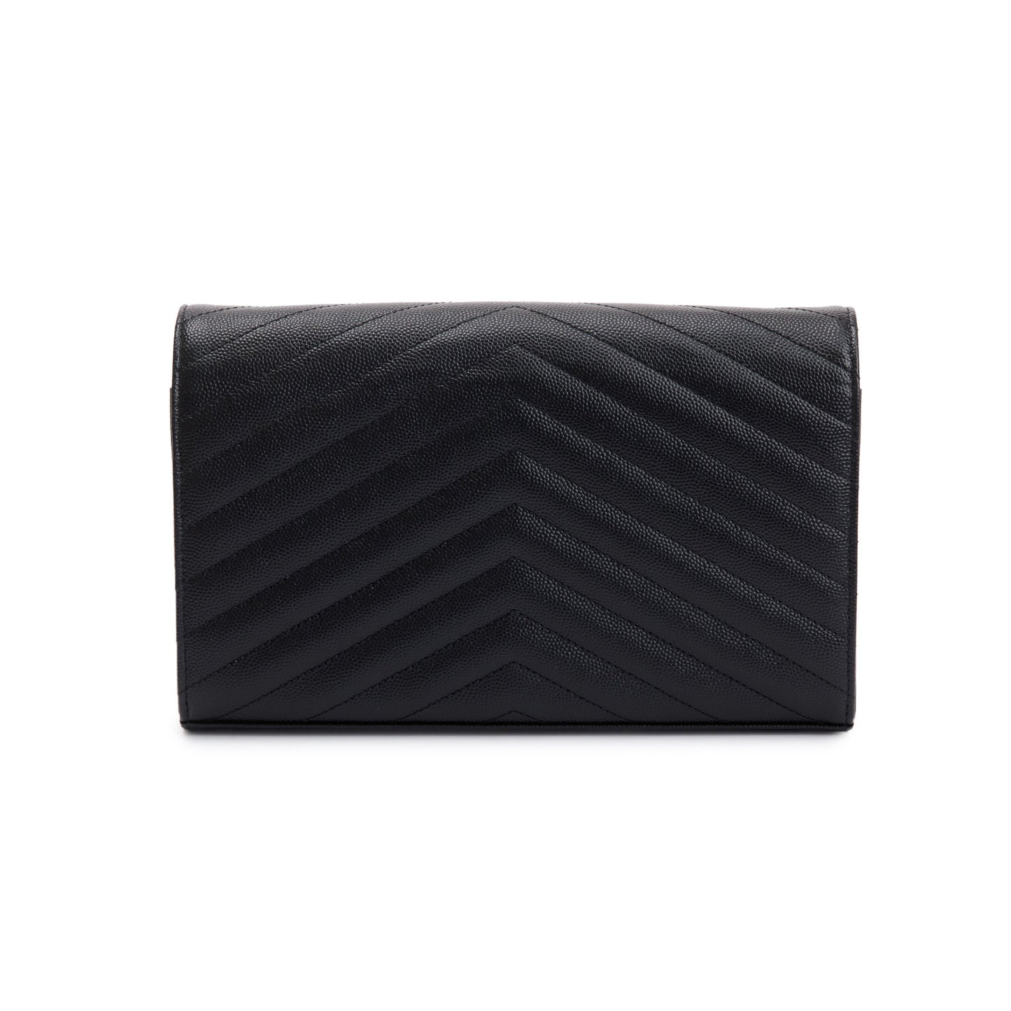 Saint Laurent 2021 Black Grained de Poudre Cassandre Matelasse Chain Wallet