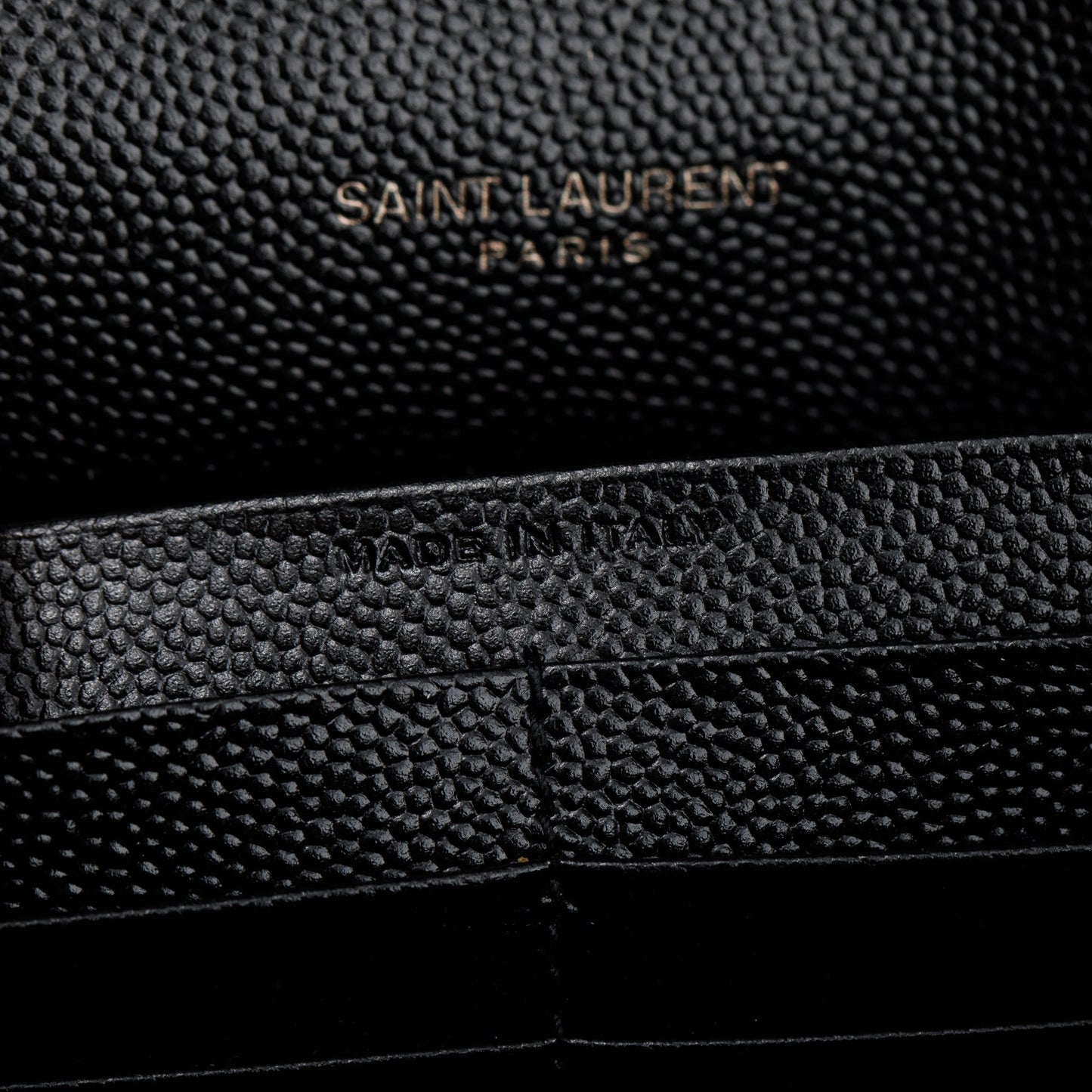 Saint Laurent 2021 Black Grained de Poudre Cassandre Matelasse Chain Wallet
