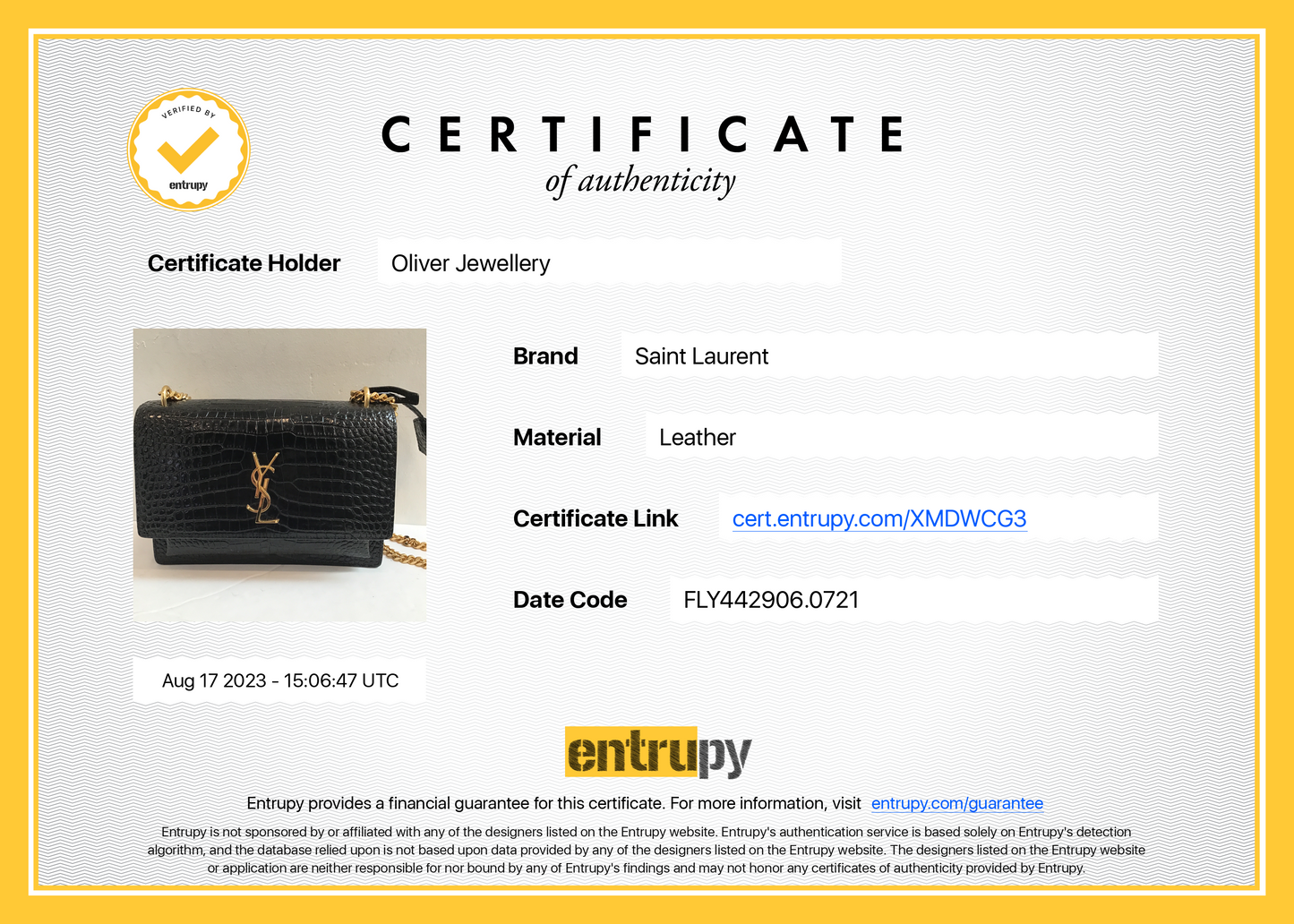 Saint Laurent 2021 Black Medium Crocodile Embossed Sunset Bag