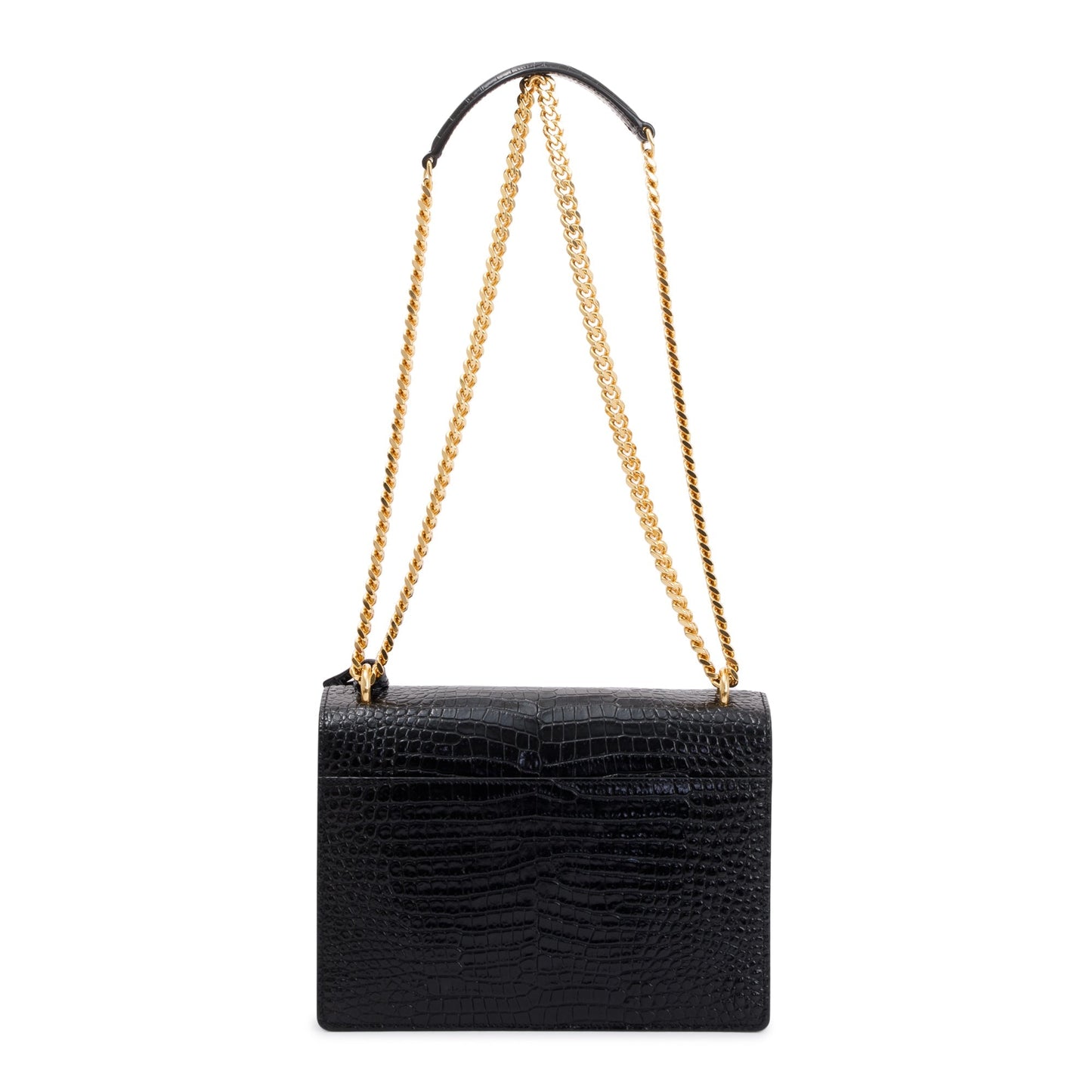 Saint Laurent 2021 Black Medium Crocodile Embossed Sunset Bag