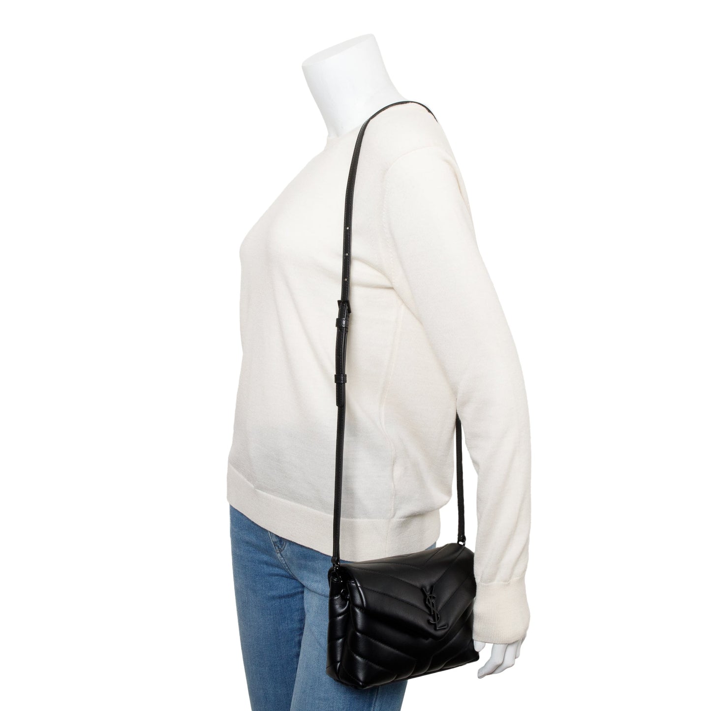 Saint Laurent 2021 Black Monogram Matelasse Toy Loulou Crossbody Bag