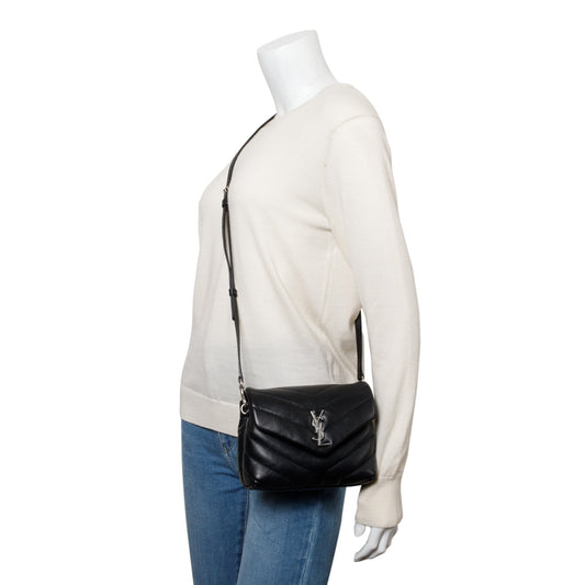 Saint Laurent 2021 Black Monogram Matelasse Toy Loulou Crossbody Bag