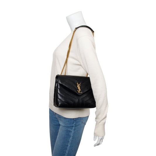 Saint Laurent 2021 Black Quilted Leather Small Loulou Shoulder Bag