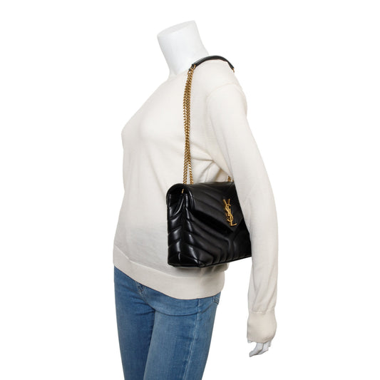 Saint Laurent 2021 Black Quilted Leather Small Loulou Shoulder Bag