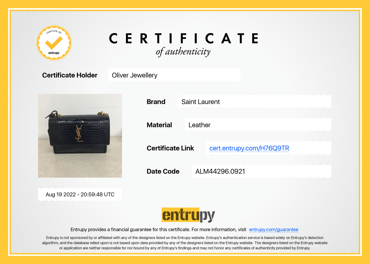 Saint Laurent 2021 Medium Crocodile Embossed Sunset Bag