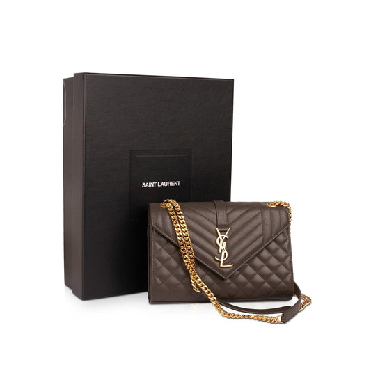 Saint Laurent 2021 Medium Monogram Matelasse Envelope Chain Bag