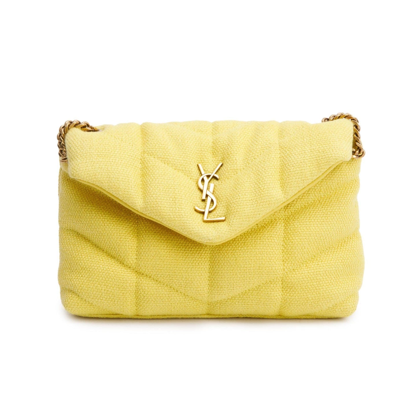 Saint Laurent 2021 Yellow Quilted Canvas Toy Puffer Loulou Shoulder Bags