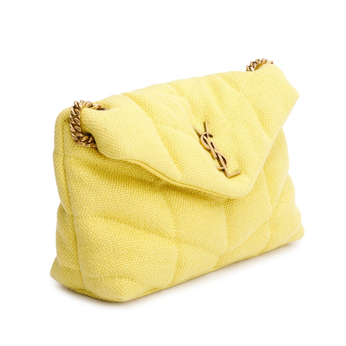 Saint Laurent 2021 Yellow Quilted Canvas Toy Puffer Loulou Shoulder Bags