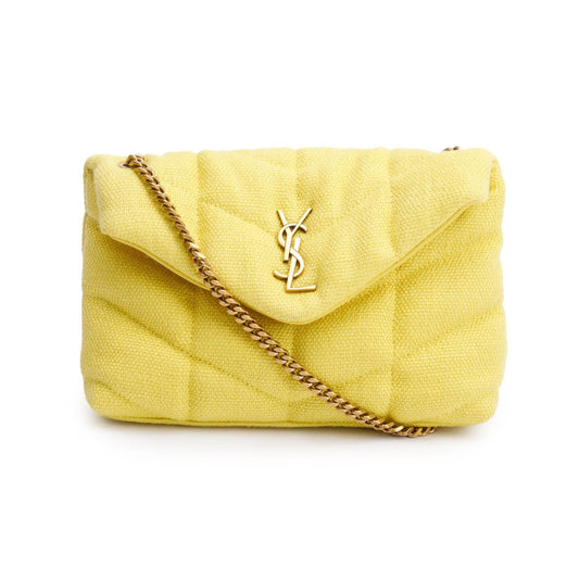 Saint Laurent 2021 Yellow Quilted Canvas Toy Puffer Loulou Shoulder Bags