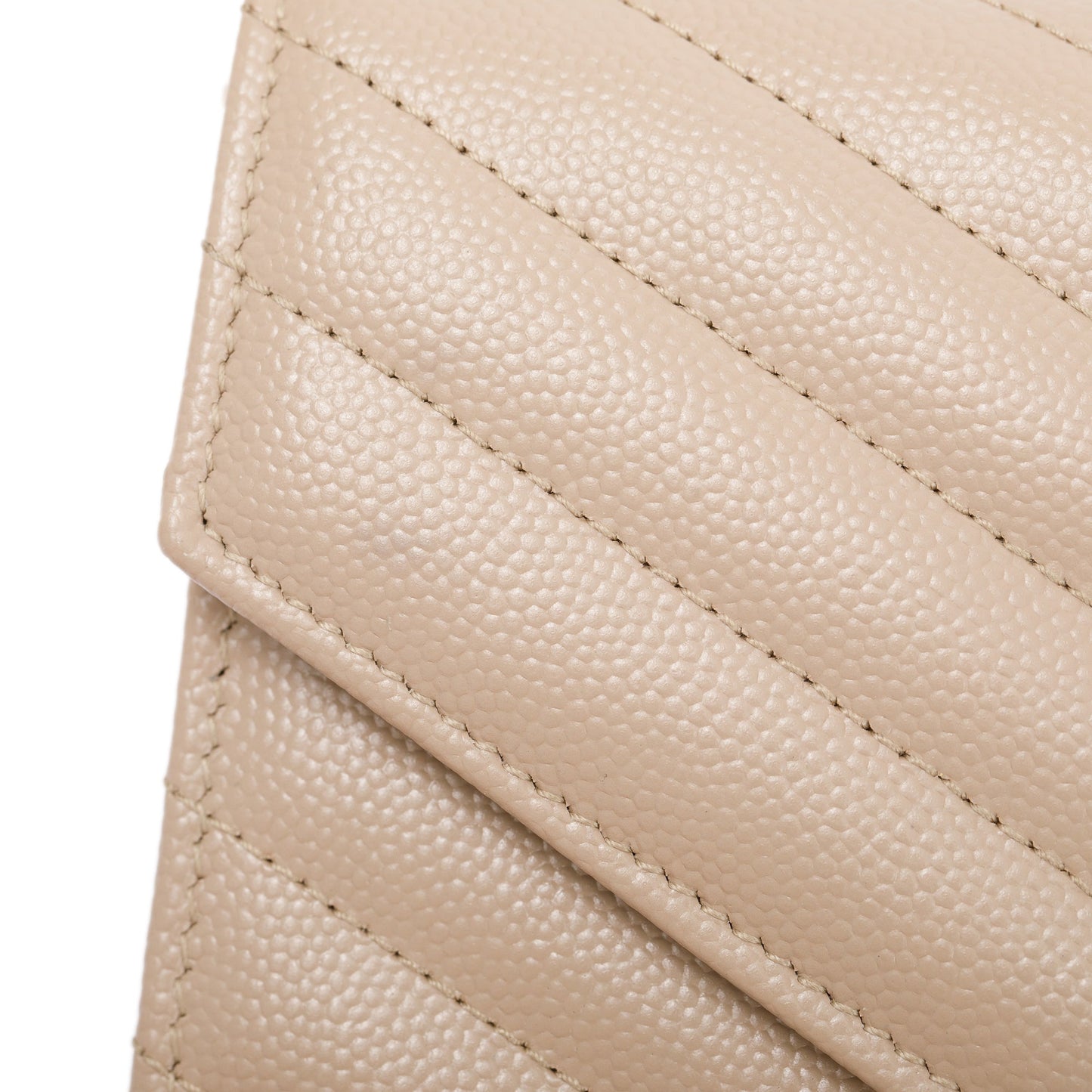 Saint Laurent 2022 Beige Cassandre Matelasse Envelope Chain Wallet