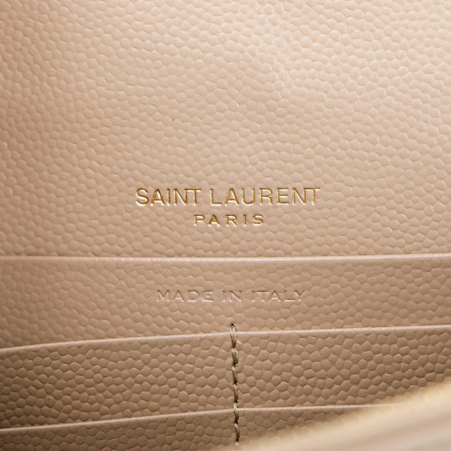 Saint Laurent 2022 Beige Cassandre Matelasse Envelope Chain Wallet