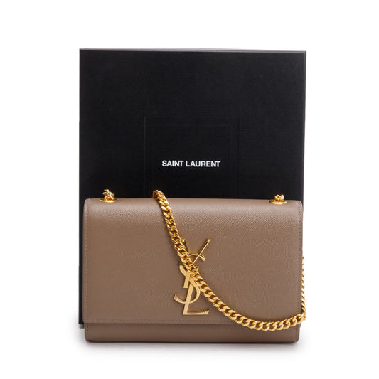 Saint Laurent 2022 Beige Grain De Poudre Leather Small Monogram Kate Bag