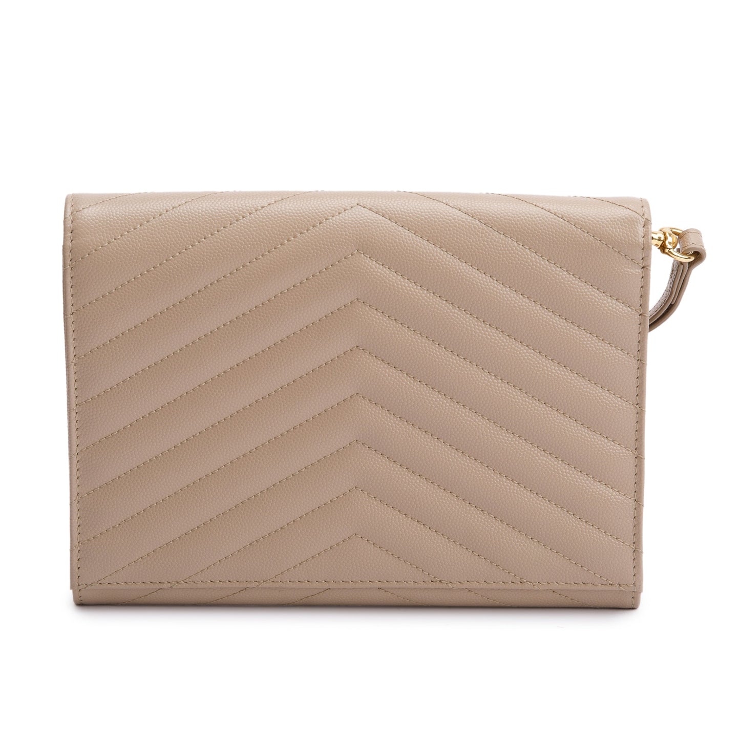 Saint Laurent 2022 Beige Grain De Poudre Matelasse Cassandre Flap Pouch