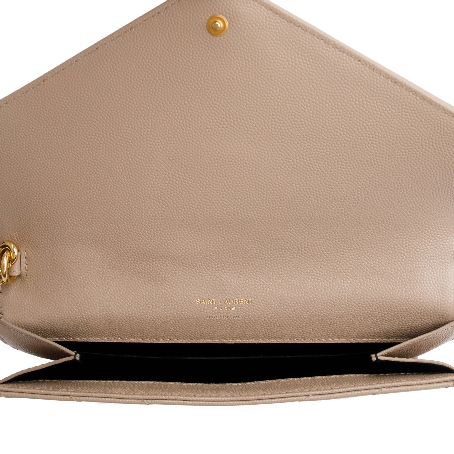 Saint Laurent 2022 Beige Grain De Poudre Matelasse Cassandre Flap Pouch