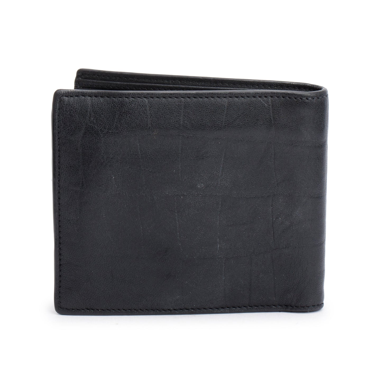 Saint Laurent 2022 Black Croc Embossed Leather Cassandre Bi-fold Wallet