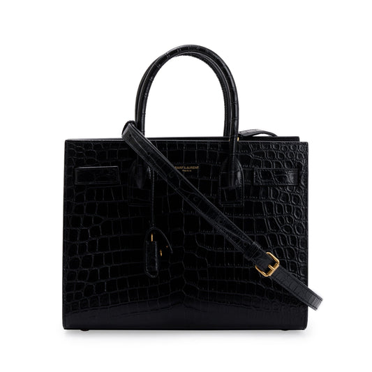 Saint Laurent 2022 Black Crocodile Embossed Leather Baby Sac De Jour