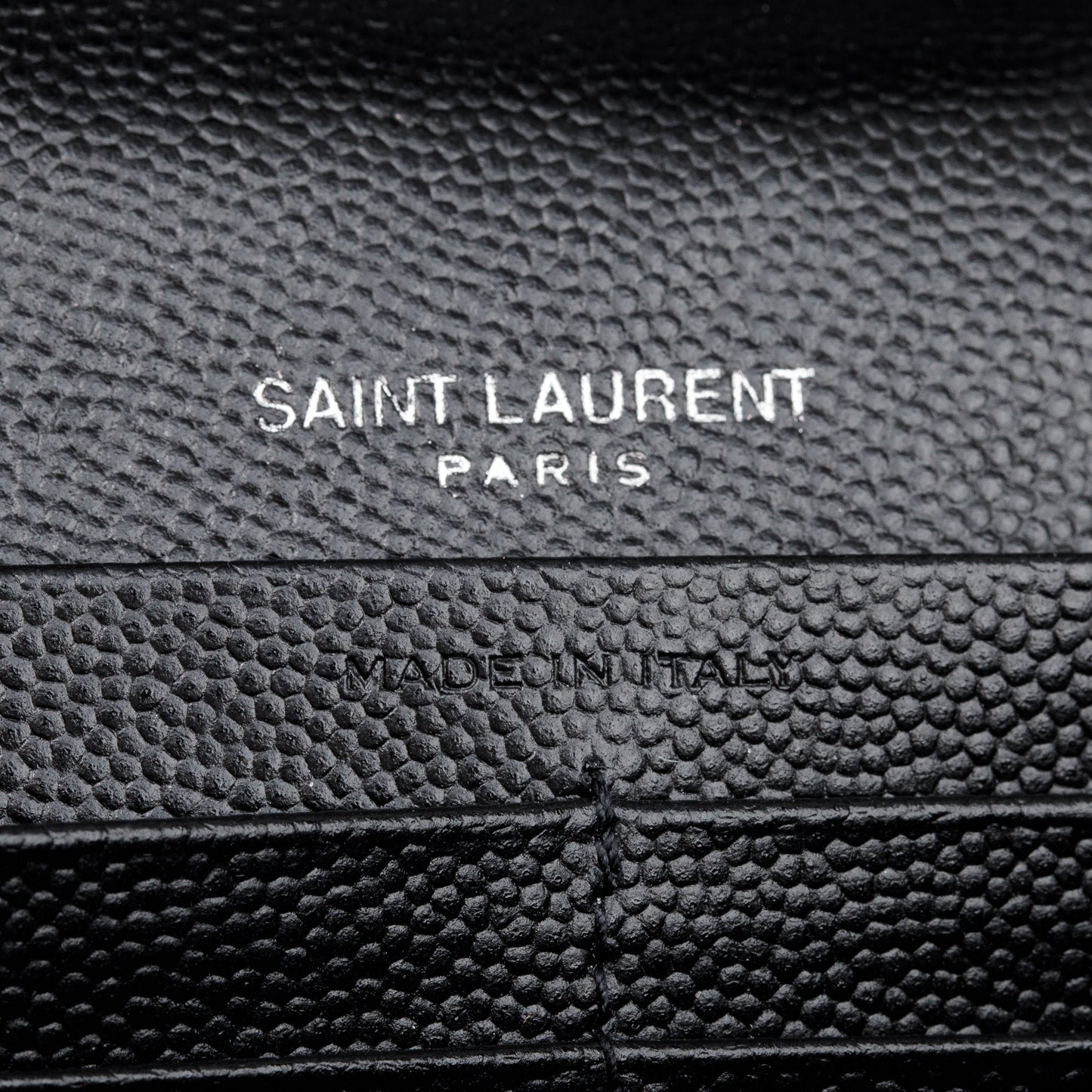 Saint Laurent 2022 Black Grain De Poudre Cassandre Envelope Chain Wallet