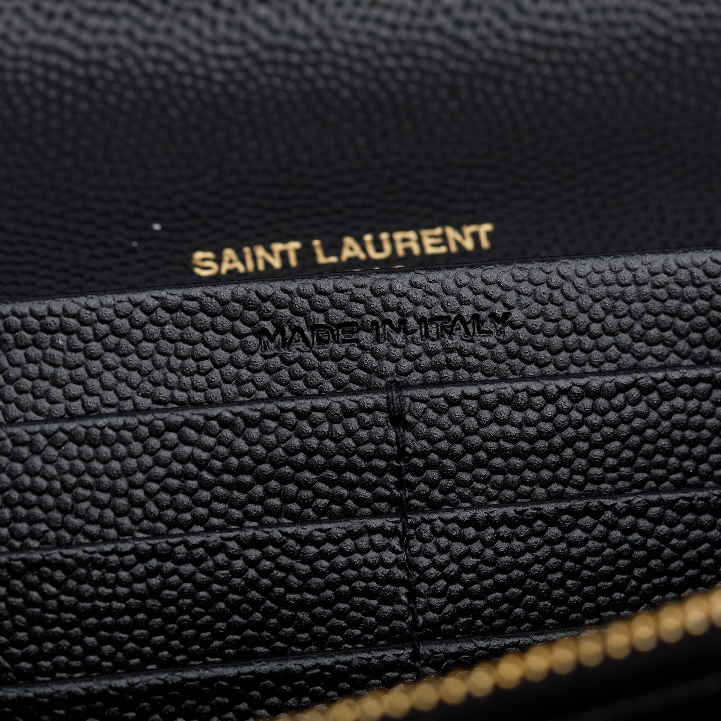 Saint Laurent 2022 Black Grain De Poudre Leather Cassandre Matelasse Large Flap Wallet