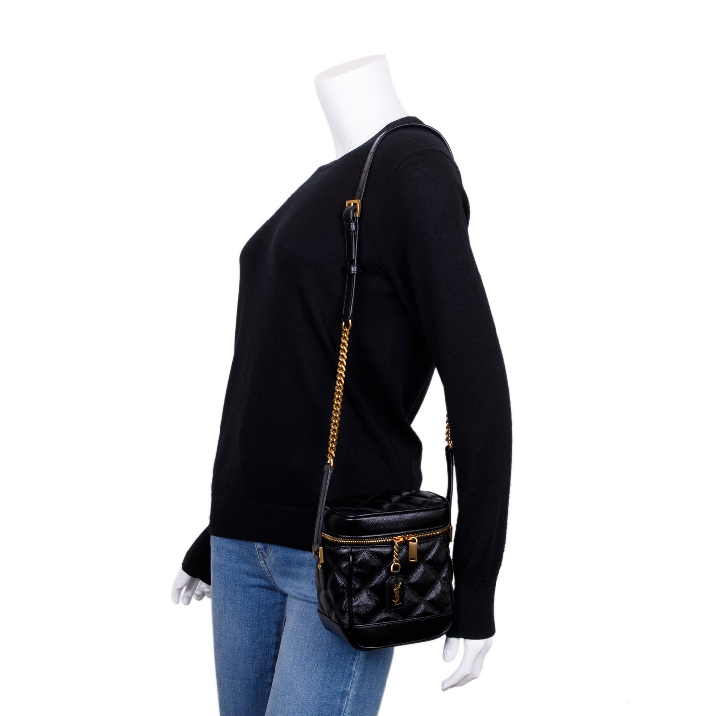 Saint Laurent 2022 Black Grain de Poudre Leather 80's Vanity Bag