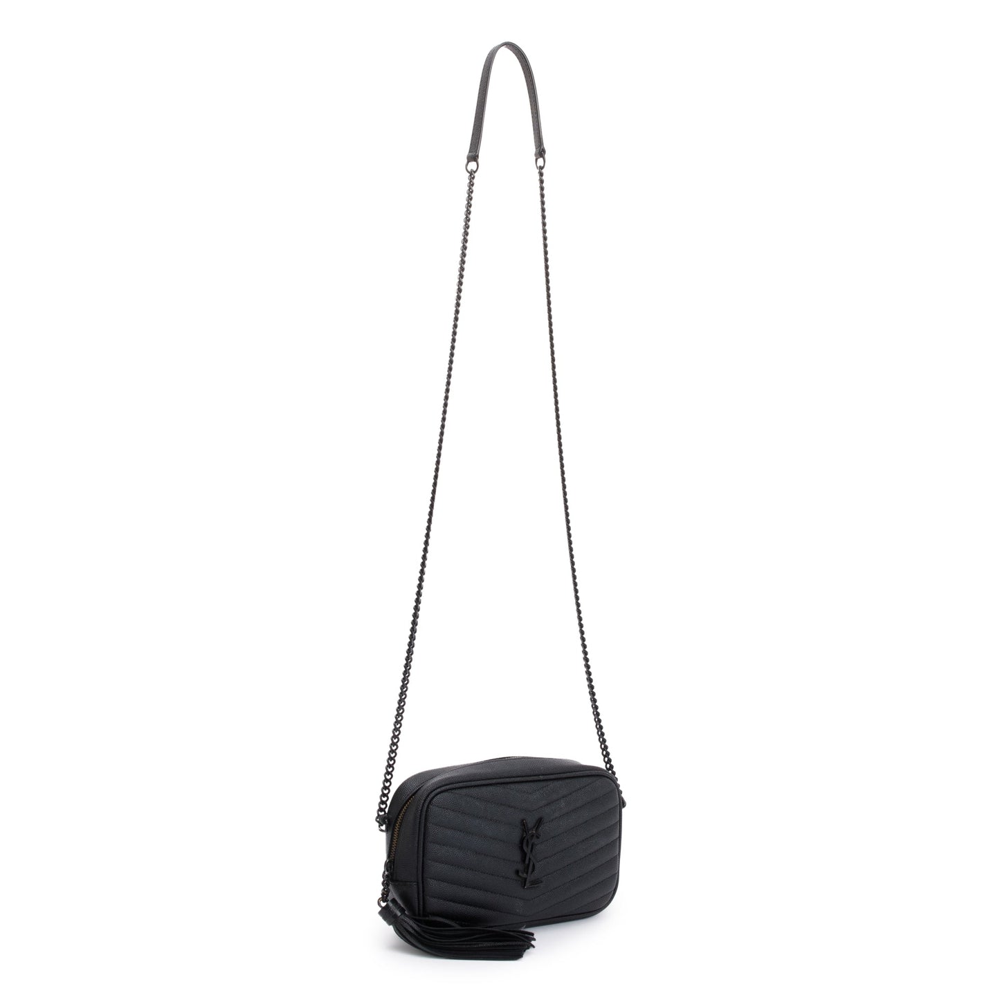 Saint Laurent 2022 Black Grain de Poudre Matelasse Mini Lou Camera Bag
