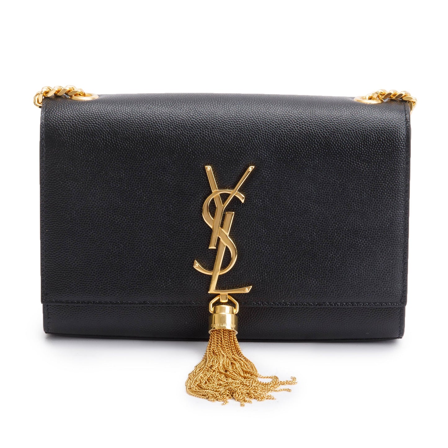 Saint Laurent 2022 Black Grained De Poudre Leather Small Kate Tassel Bag