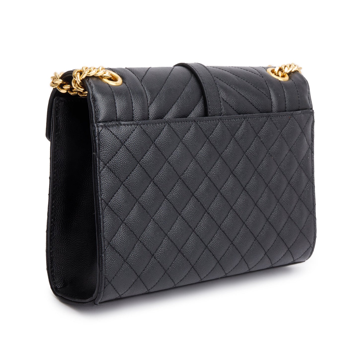 Saint Laurent 2022 Black Grained De Poudre Medium Envelope Shoulder Bag