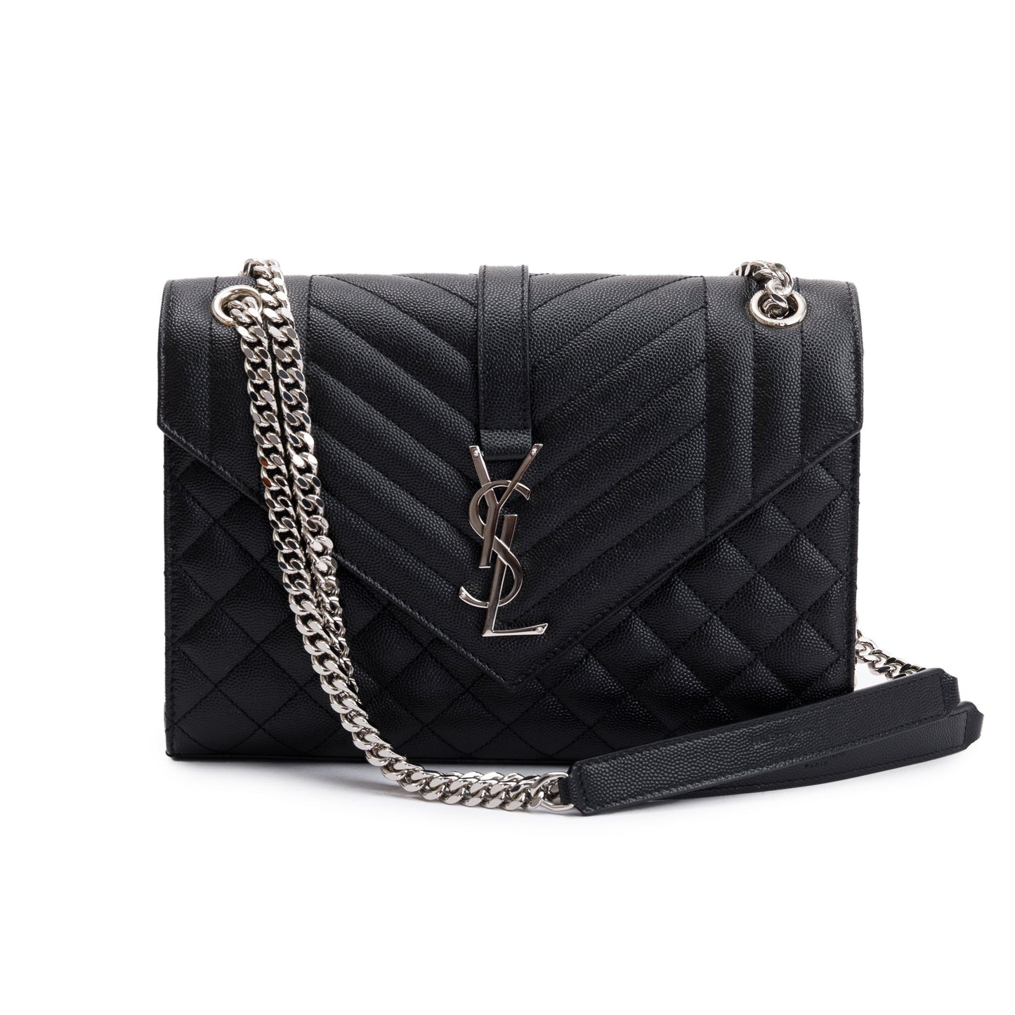 Saint Laurent 2022 Black Grained De Poudre Medium Envelope Shoulder Bag