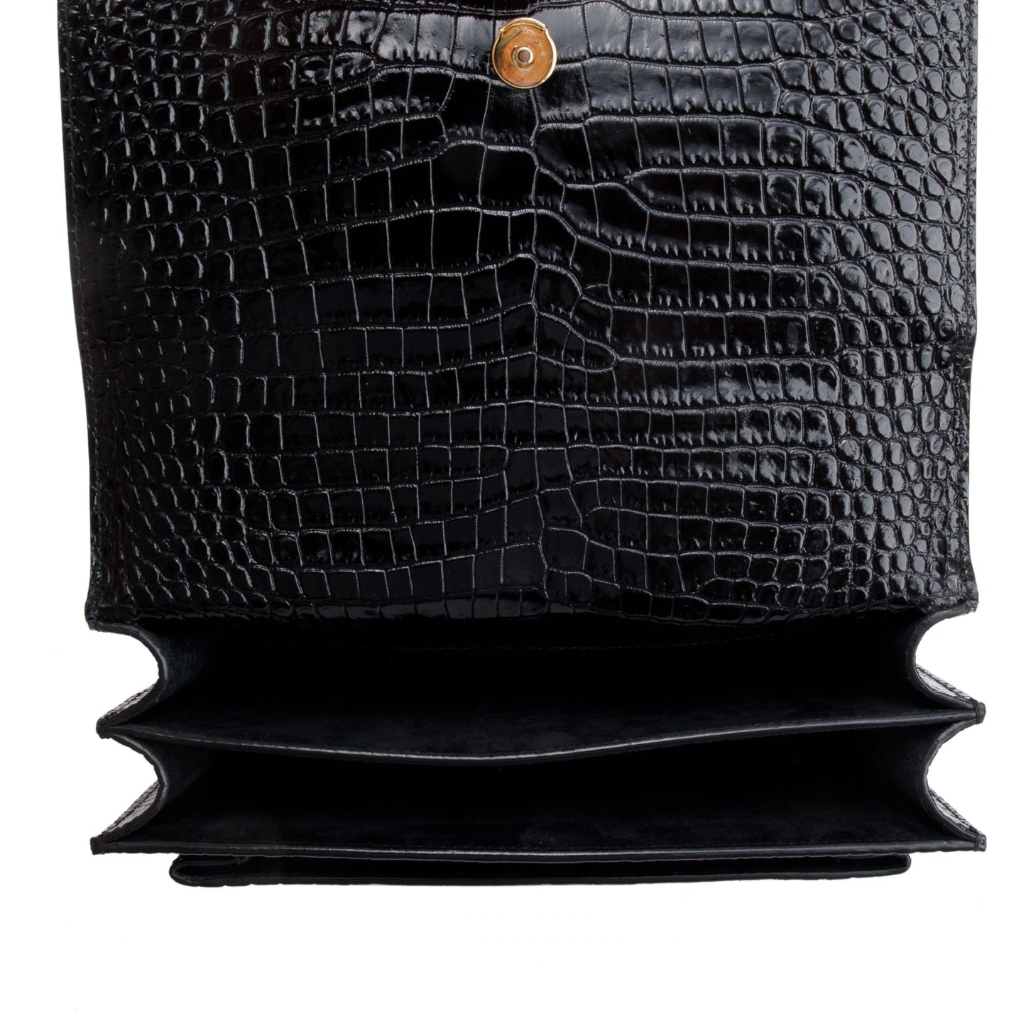 Saint Laurent 2022 Black Medium Crocodile Embossed Sunset Bag