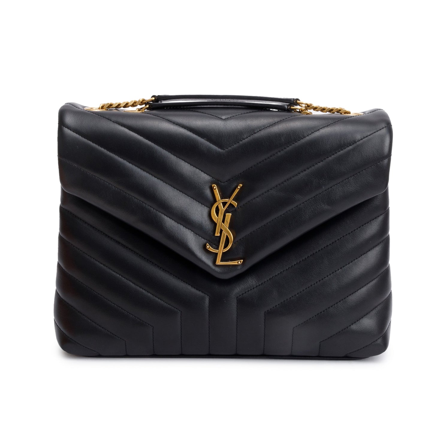 Saint Laurent 2022 Black Quilted Leather Medium Loulou Monogram Shoulder Bag