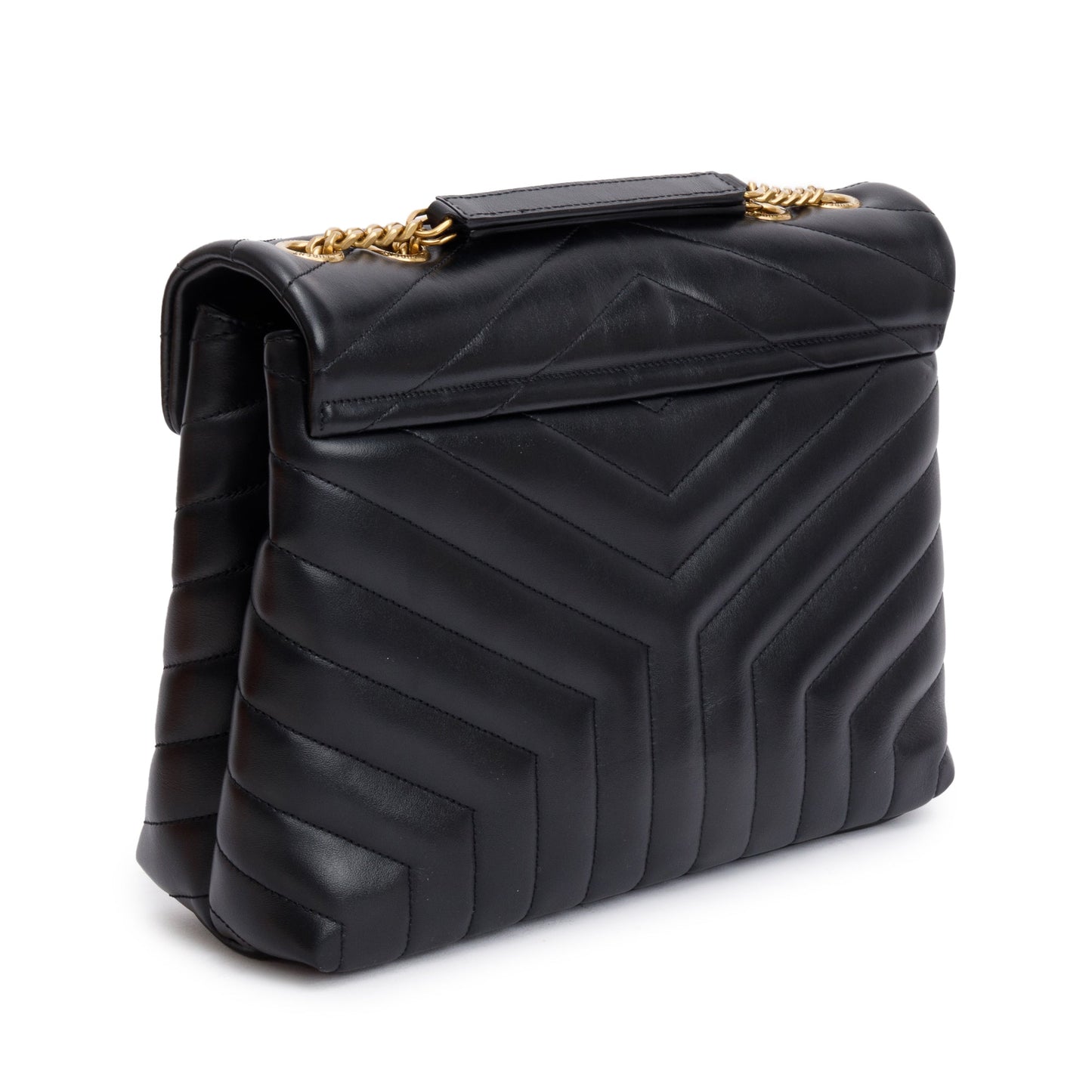 Saint Laurent 2022 Black Quilted Leather Medium Loulou Monogram Shoulder Bag
