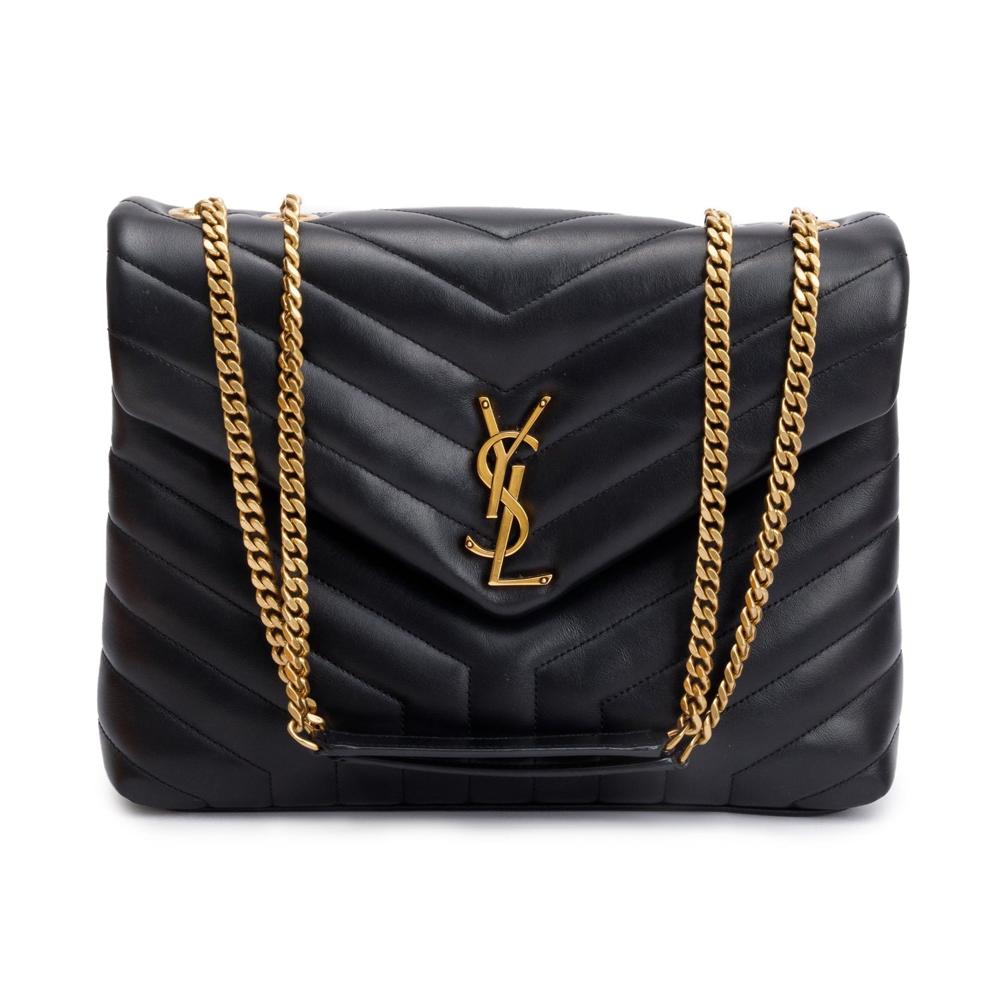 Saint Laurent 2022 Black Quilted Leather Medium Loulou Monogram Shoulder Bag