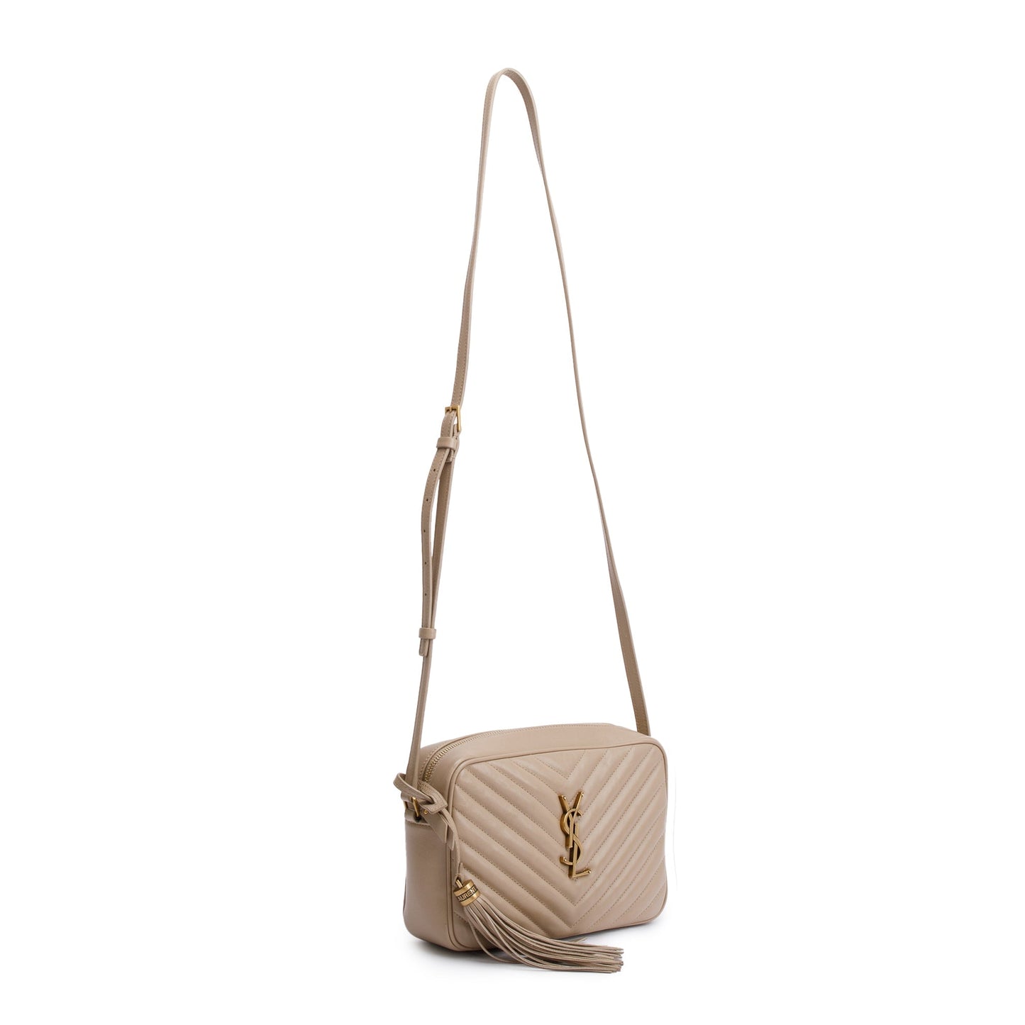Saint Laurent 2022 Neutral Quilted Leather Lou Camera Bag
