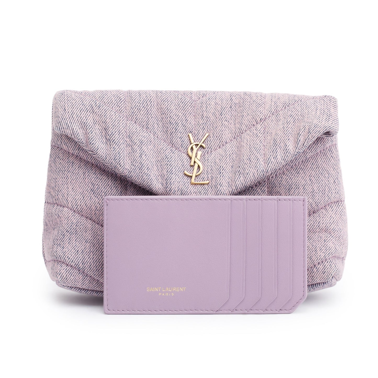 Saint Laurent 2022 Purple Denim Small Puffer Pouch
