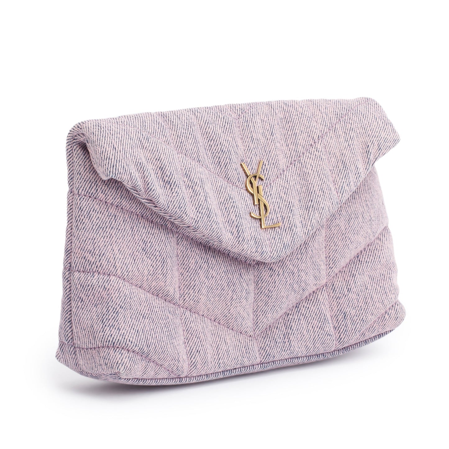 Saint Laurent 2022 Purple Denim Small Puffer Pouch