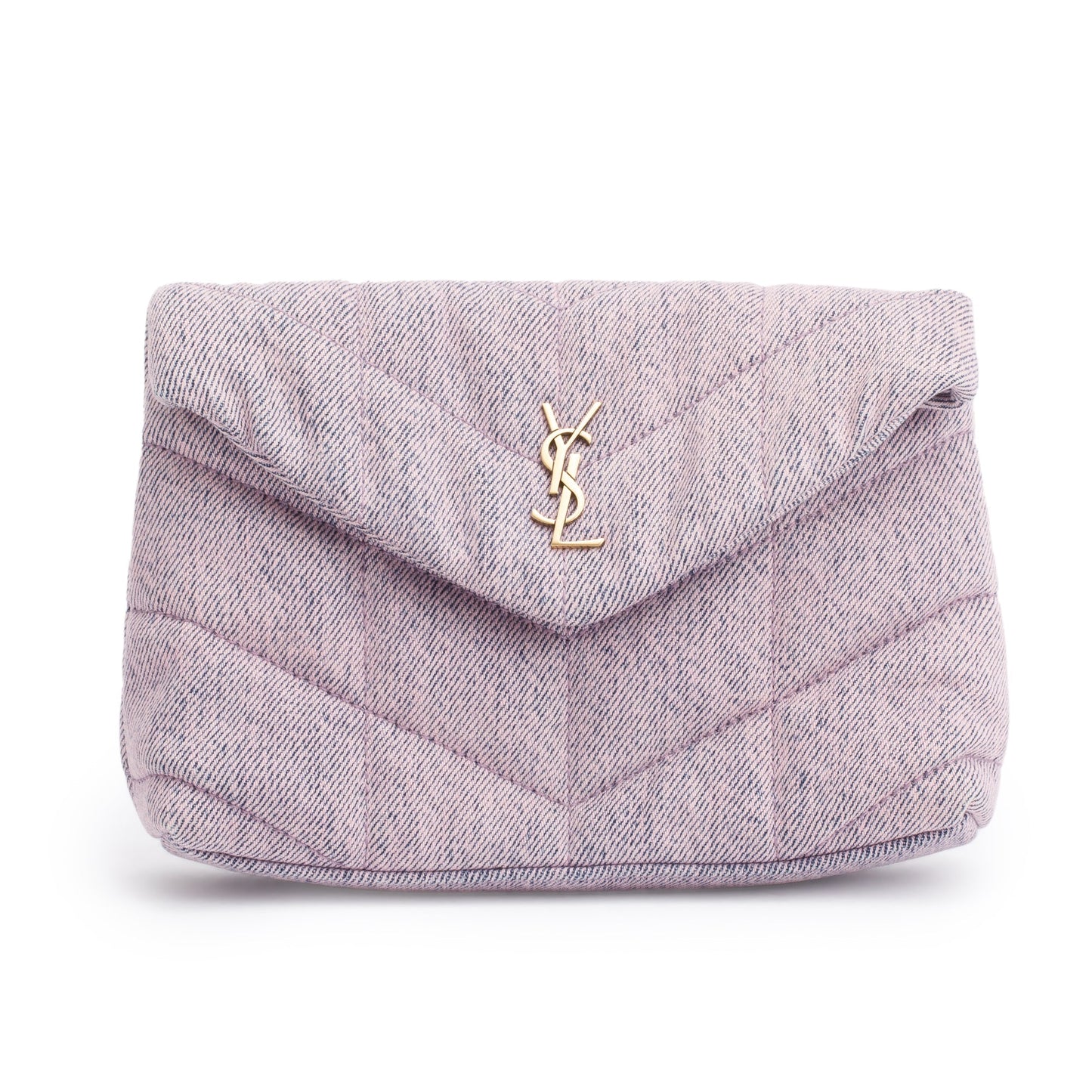 Saint Laurent 2022 Purple Denim Small Puffer Pouch